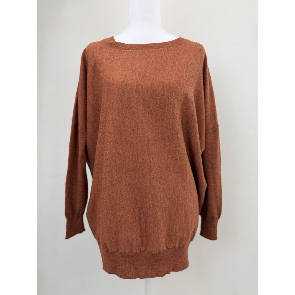 Eileen Fisher 100% Merino Wool Rust Orange Sweater Oversized Minimalist S